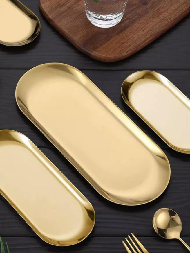 قطعة واحدة فولاذ غير قابل للصدأ بيضاوي طبق , مبسط بيضاوي شكل طبق العشاء الى مطبخ